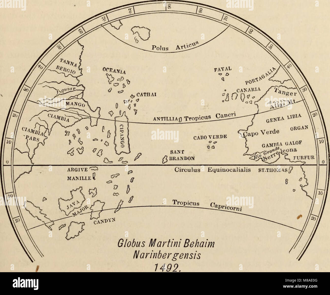 Globus Martini Behaim Narinbergensis 1492. (Globus von Martin Behaim  Stockfotografie - Alamy