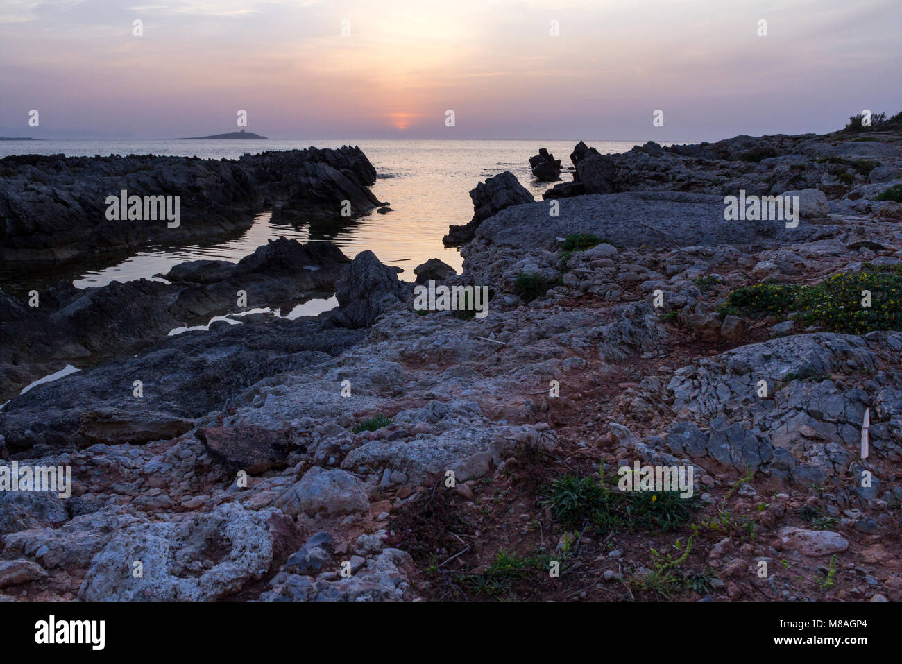 Eine Innenansicht der Insel der Damen, die in der Abenddämmerung. Palermo, Sizilien. Italien Stockfoto