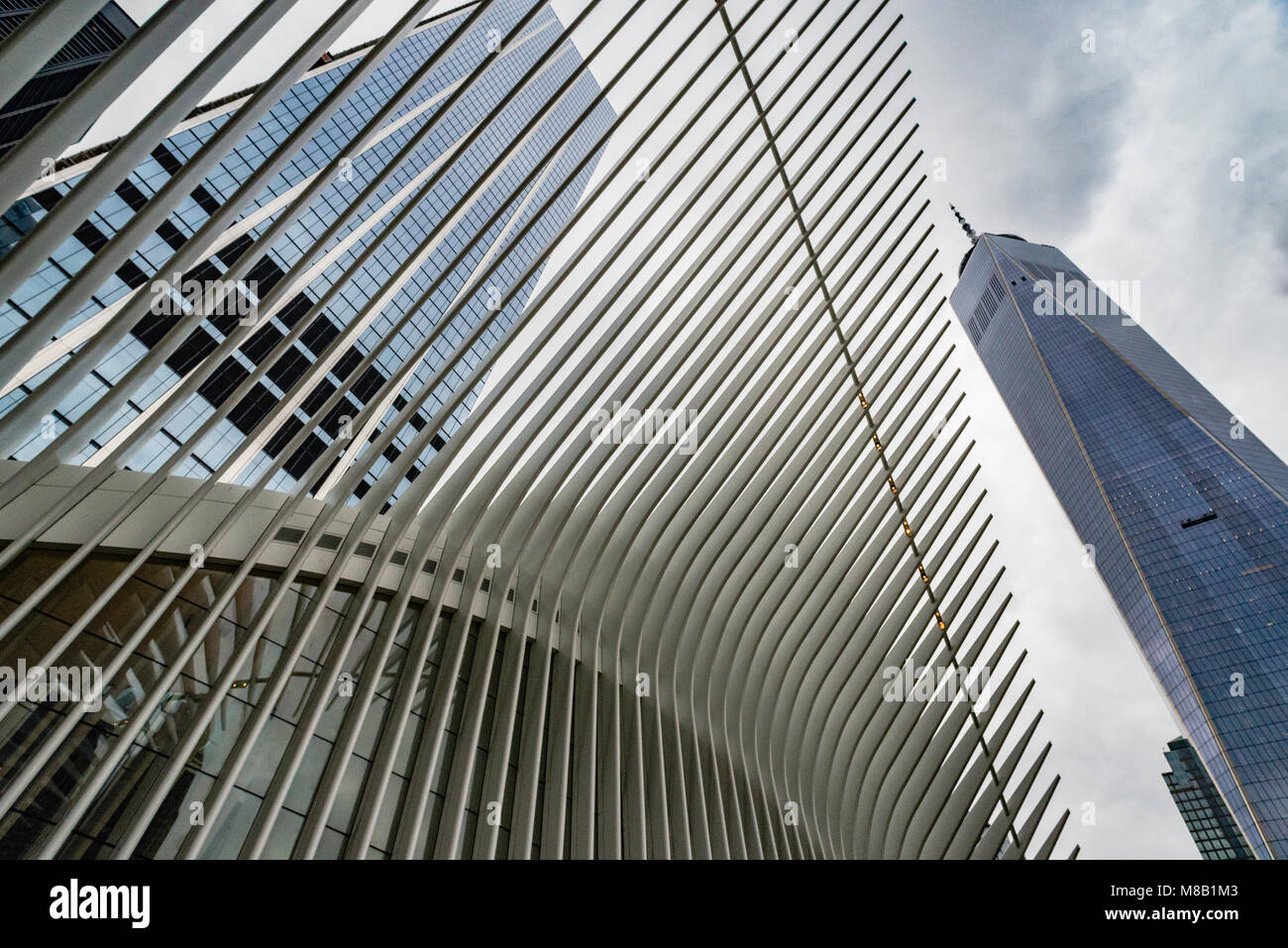 Die Oculus & One World Trade Center Komplex in Lower Manhattan, New York City. Stockfoto