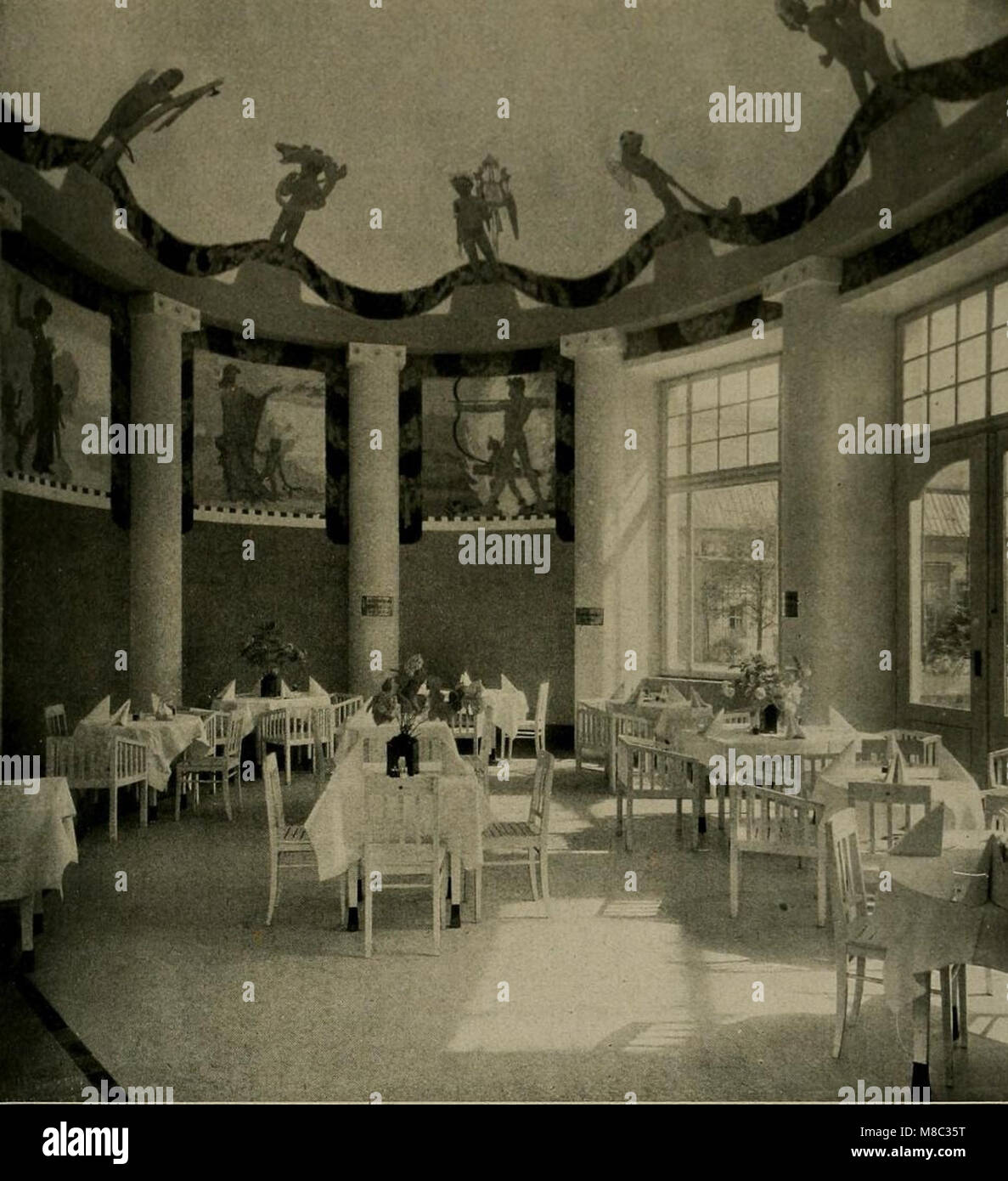 Gartenpavillon mit den Fresken von Fritz Erler auf der Ausstellung München 1908 Stockfoto