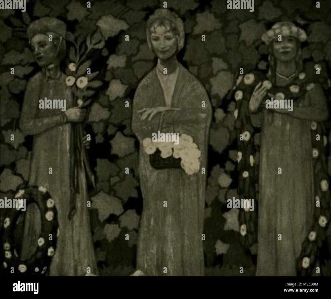 Fritz Erler - Rechter Flügel eines Wandbildes im Haus Meirowsky in Köln, 1909 Stockfoto