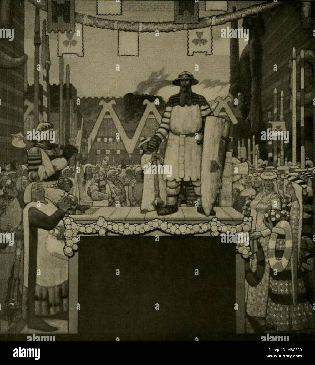 Fritz Erler - Ausschnitt aus den Wandbildern im Festsaal des Neuen Rathauses in Hannover, 1913 (2) Stockfoto