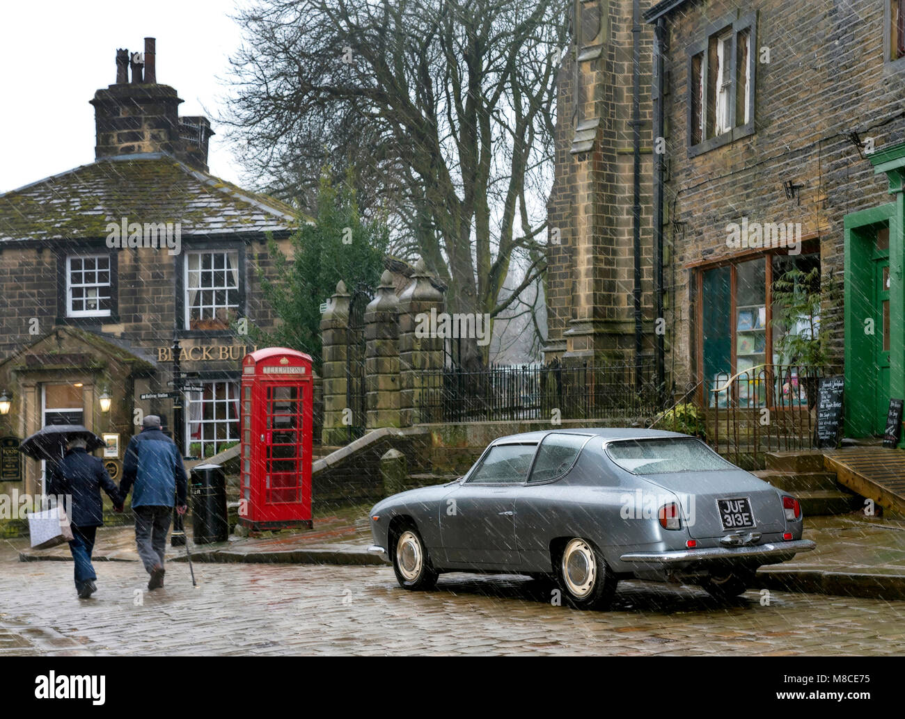 1967 Lancia Flavia Zagato in Main street Haworth West Yorkshire Stockfoto