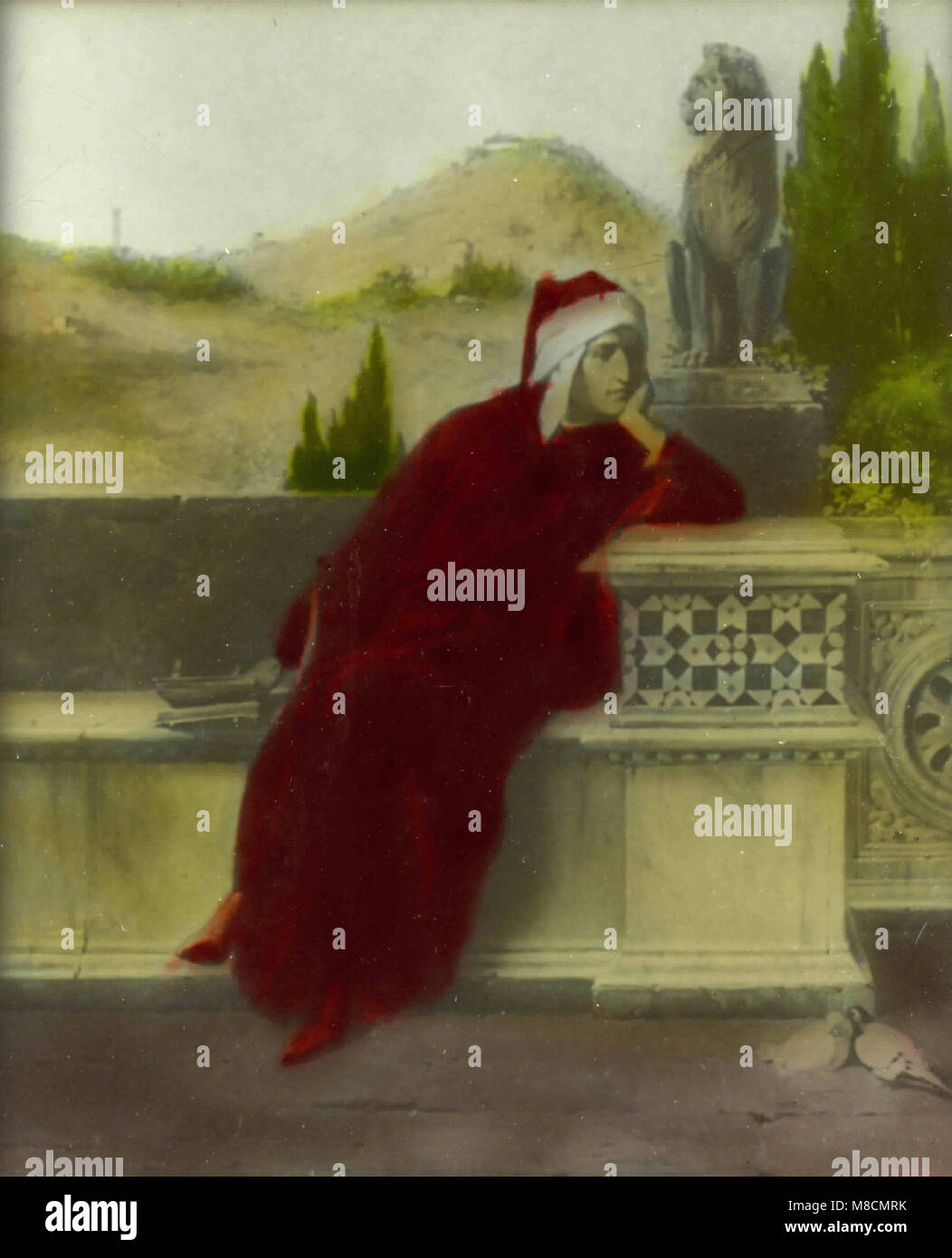 Dante im Exil, Malerei Stockfoto