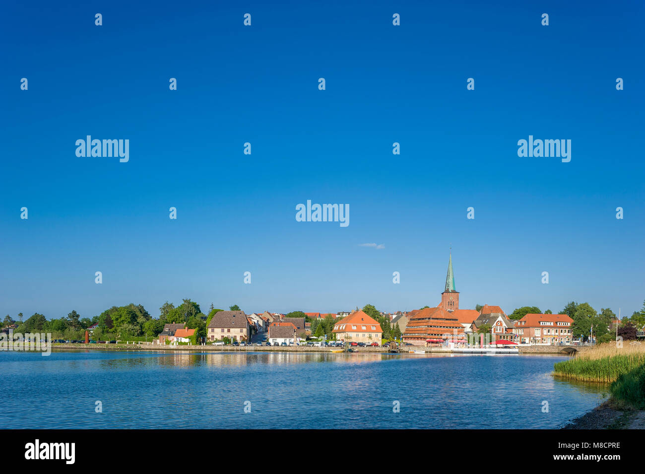 Stadtbild auf die Neustaedter Binnengewässer, Neustadt in Holstein, Ostsee, Schleswig-Holstein, Deutschland, Europa Stockfoto