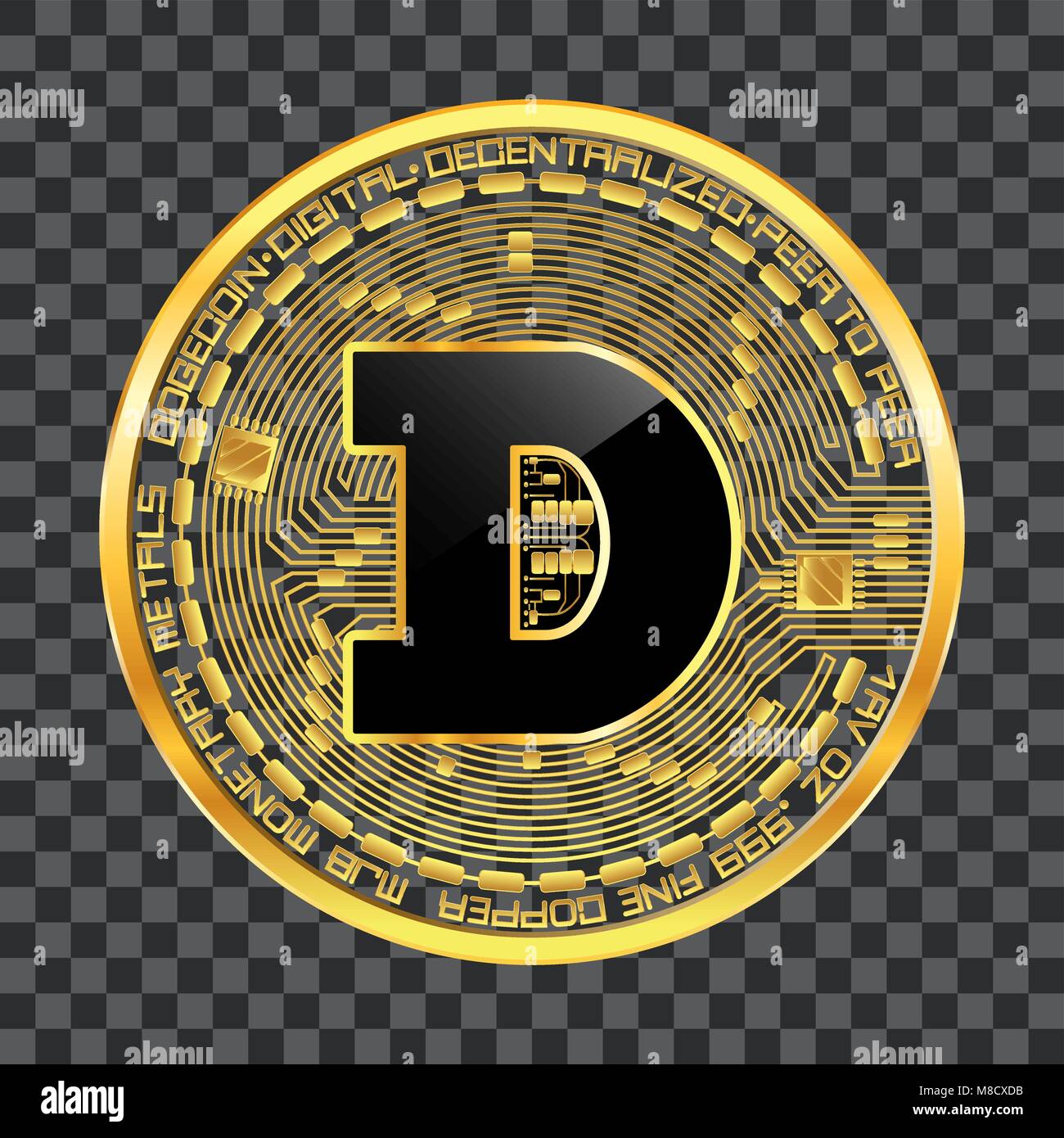 Crypto Wahrung Dogecoin Golden Symbol Auf Feuer Stock Vektorgrafik Alamy