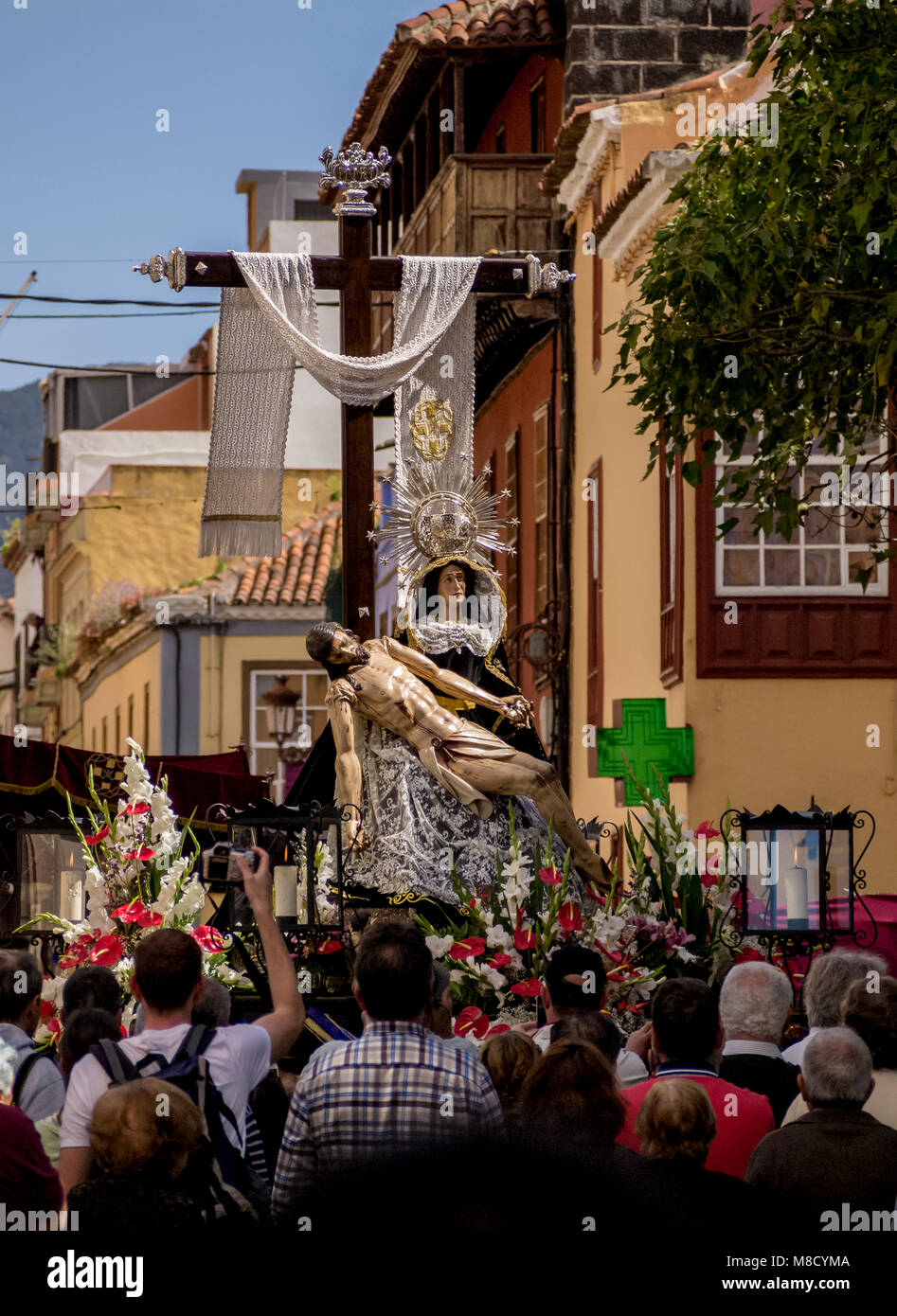 Schöne traditionelle Ostern Karwoche Prozession in San Cristobal de La Laguna, Teneriffa, Kanarische Inseln, Spanien Stockfoto