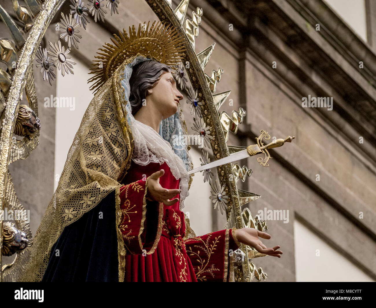 Schöne traditionelle Ostern Karwoche Prozession in San Cristobal de La Laguna, Teneriffa, Kanarische Inseln, Spanien Stockfoto