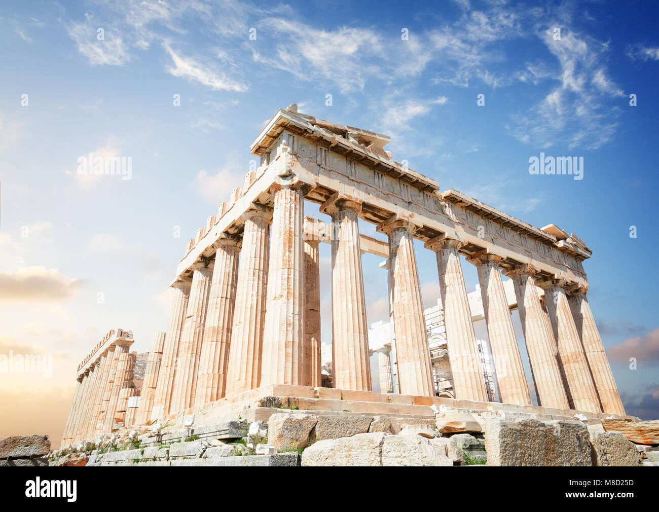 Parthenon Tempel über sunrise Himmel Hintergrund, Akropolis, Athen, Griechenland Stockfoto