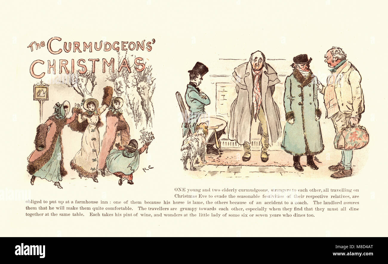 Viktorianische Abbildung aus den curmudgeons Weihnachten von Randolph Caldecott, 19. Jahrhundert Stockfoto