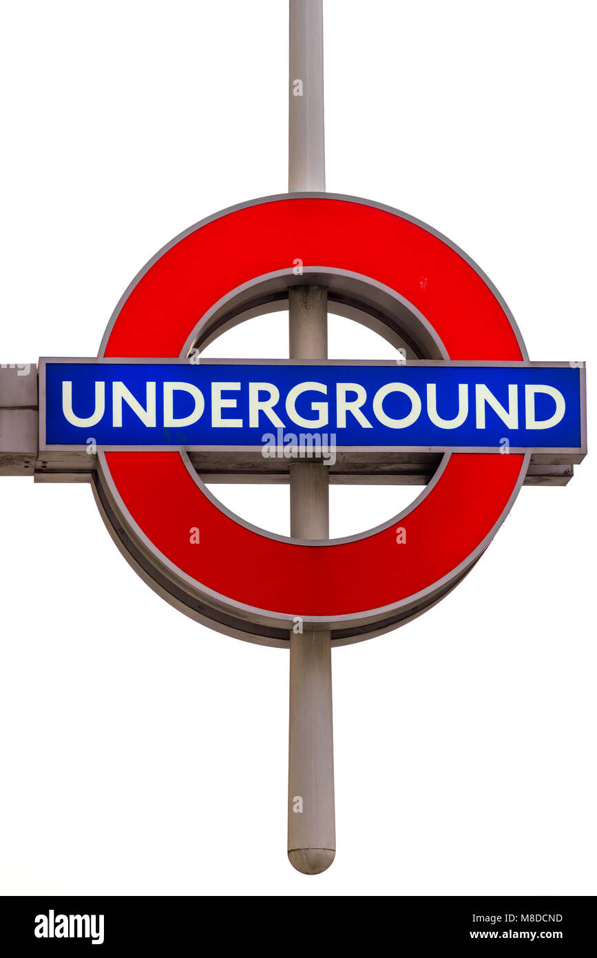 LONDON, Großbritannien - 26 Januar, 2017: London Underground roundel geformt. Die Londoner U-Bahn ist die älteste U-Bahn der Welt, die Stockfoto