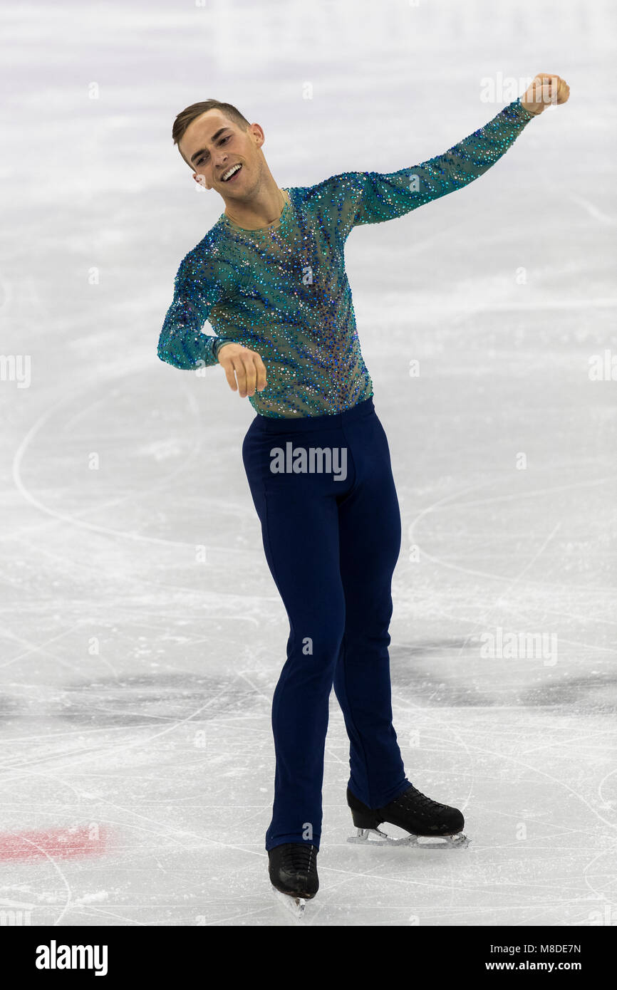 Adam Rippon (USA) konkurrieren in der Eiskunstlauf Männer, s Singles freien Wettbewerb bei den Olympischen Winterspielen PyeongChang 2018 Stockfoto