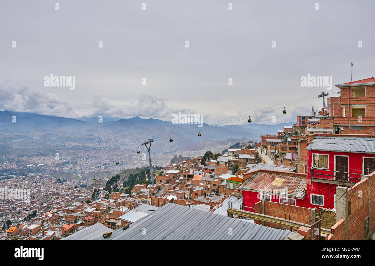 Dachterrasse Stadtbild, El Alto, La Paz, Bolivien, Südamerika Stockfoto