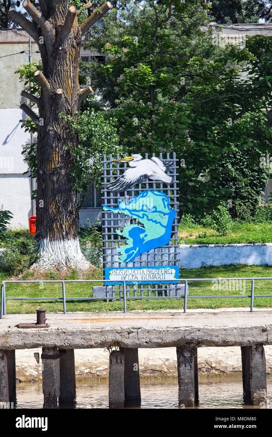 Zeichen der Verkündigung NATURE RESERVE in der Nähe von Maliuc Stromabwärts von Tulcea AUF DER DONAU DELTA Stockfoto