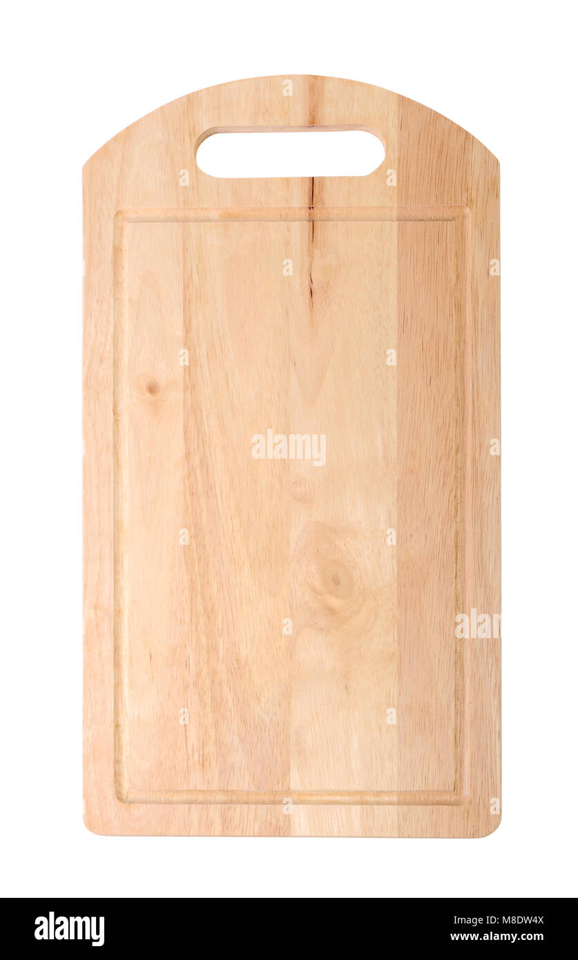 Holzbrett isoliert auf weiss Stockfoto