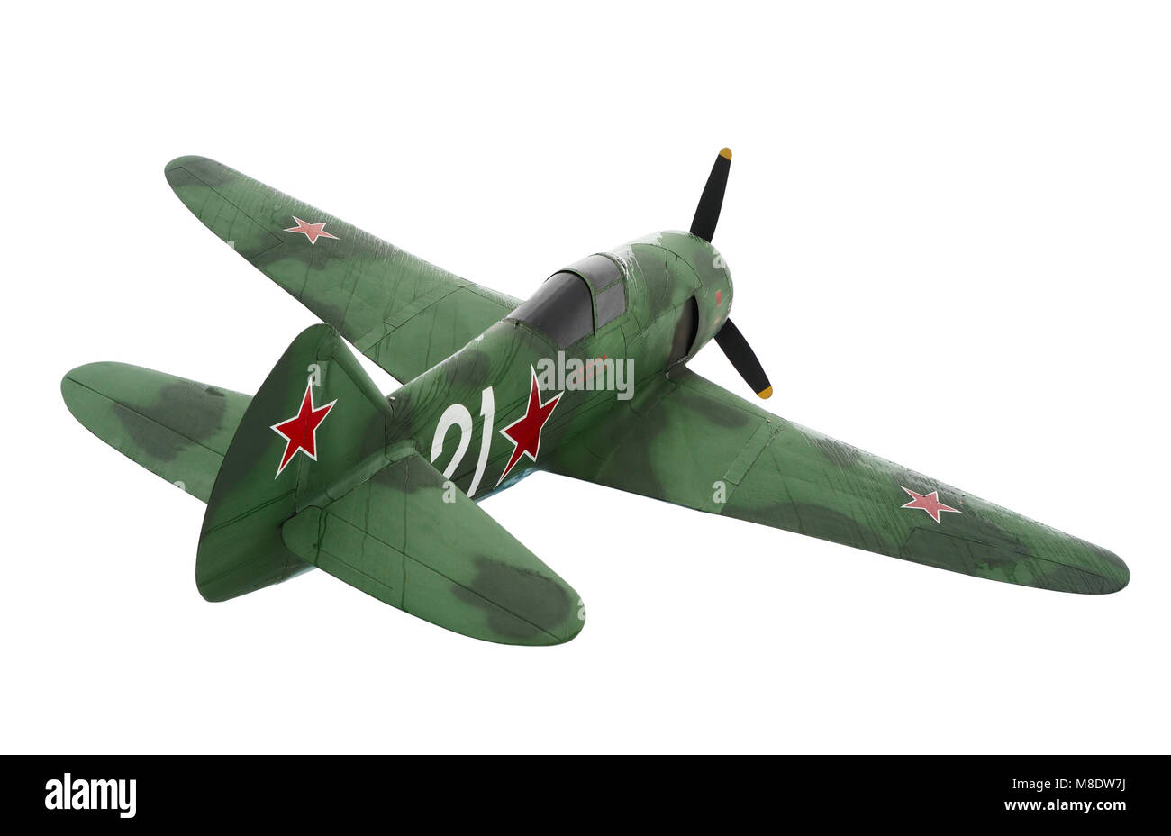 Alte sowjetische Militärflugzeuge LA-7 Jagdflugzeug des Zweiten Weltkrieges Stockfoto