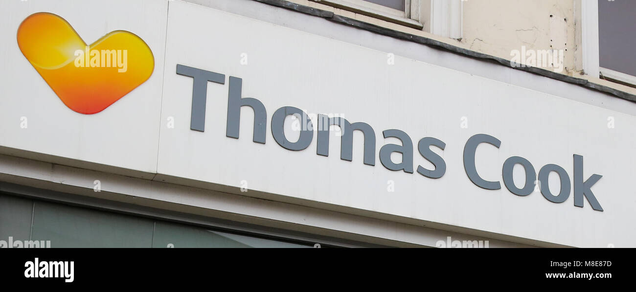 Allgemeine Ansicht von Thomas Cook Niederlassung in Engel, nördlich von London. Reiseveranstalter Thomas Cook ist, diese Woche, die Wiederaufnahme der Flüge nach Tunesien für Kunden in Großbritannien zum ersten Mal seit der Strand Angriff 2015, in dem 30 Briten getötet wurden. Mit: Atmosphäre, Wo: London, Großbritannien Wann: 13.Feb 2018 Credit: WENN Stockfoto