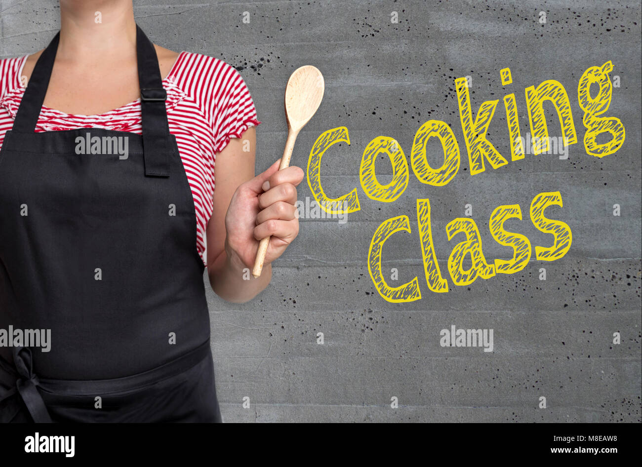 Kochkurs Konzept wird durch Kochen gezeigt. Stockfoto