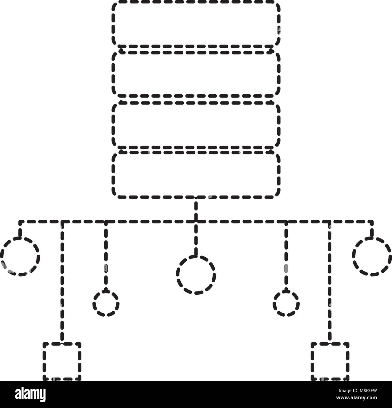 Gepunktete Form Data center Festplatte server Stock Vektor