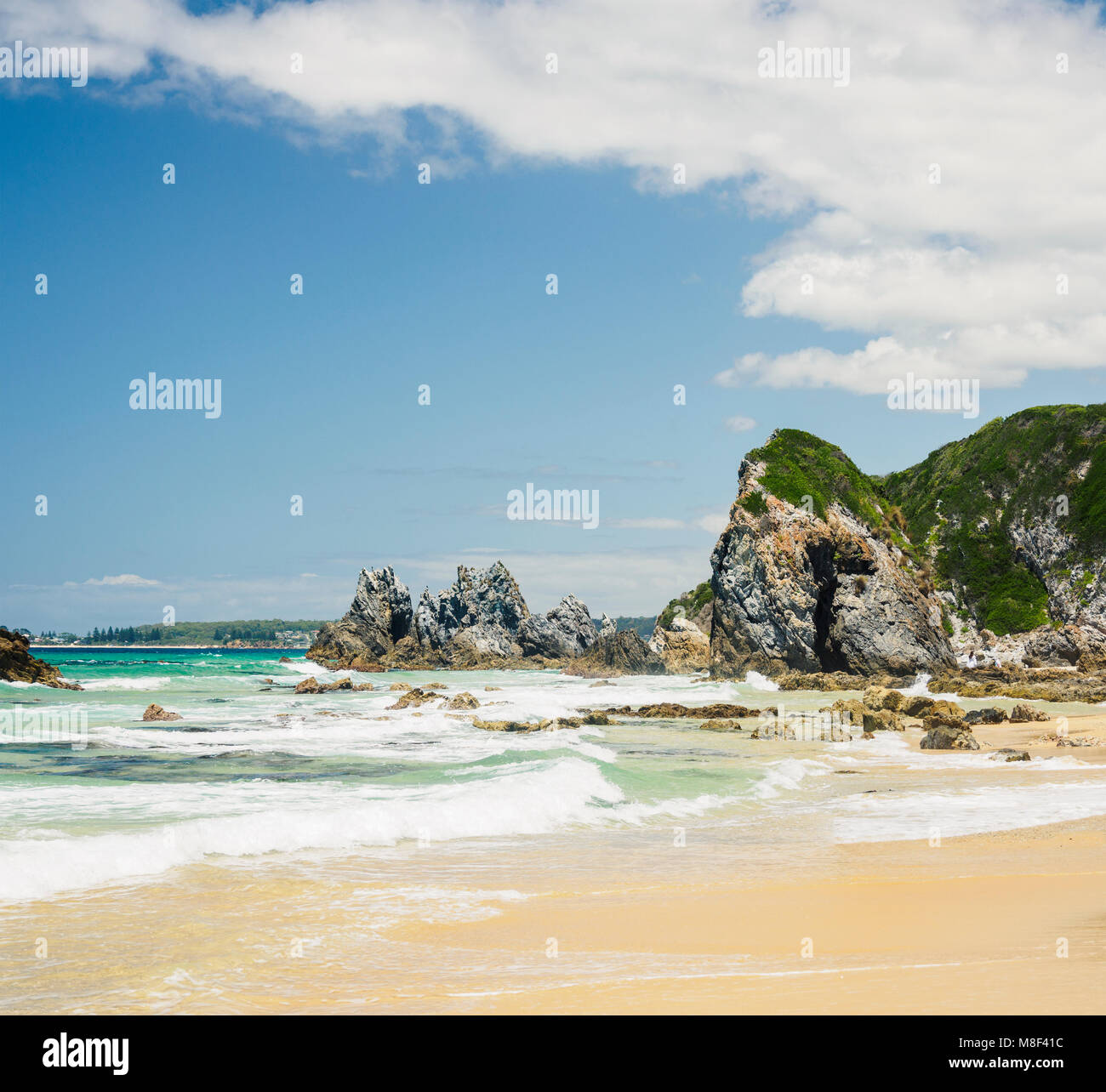 Australien, New South Wales, Bermagui, malerischen Blick auf das Meer und die Küste Stockfoto