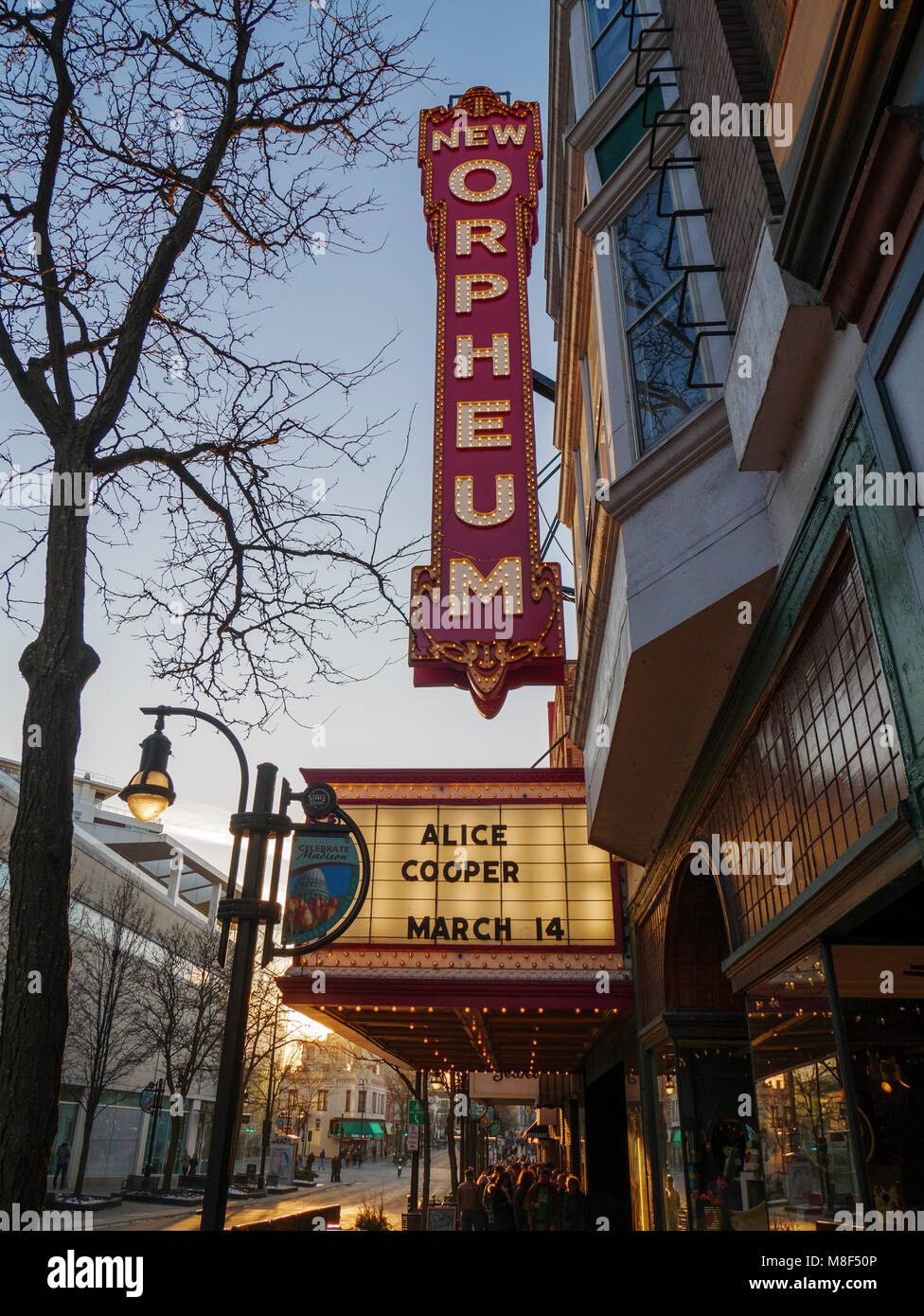 Das Orpheum Theater, Madison, Wisconsin. Alice Cooper Dachhimmel. Stockfoto