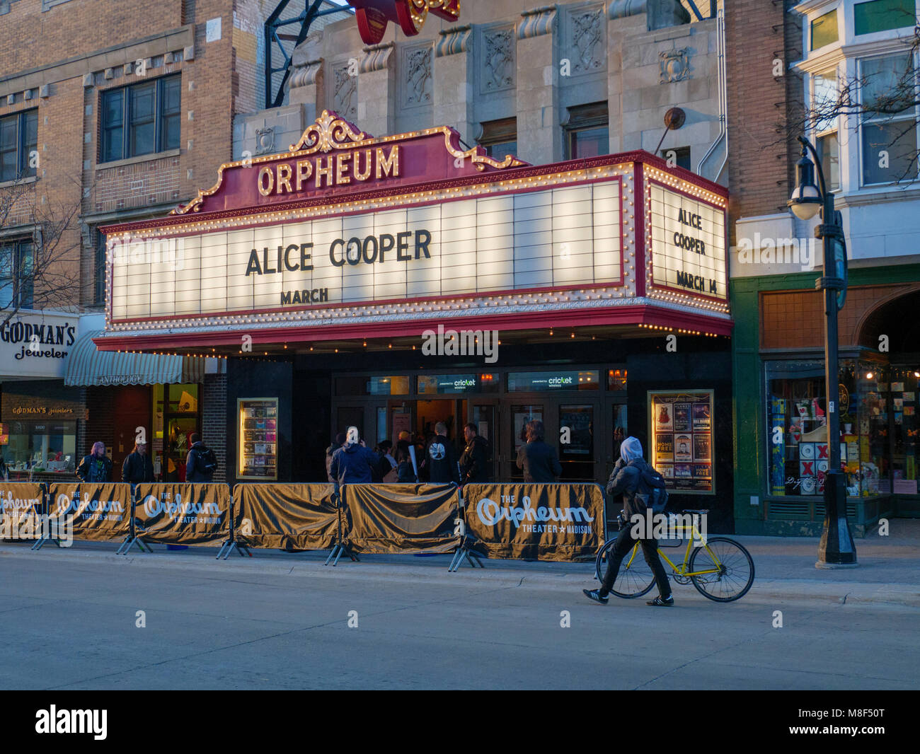Das Orpheum Theater, Madison, Wisconsin. Alice Cooper Dachhimmel. Stockfoto