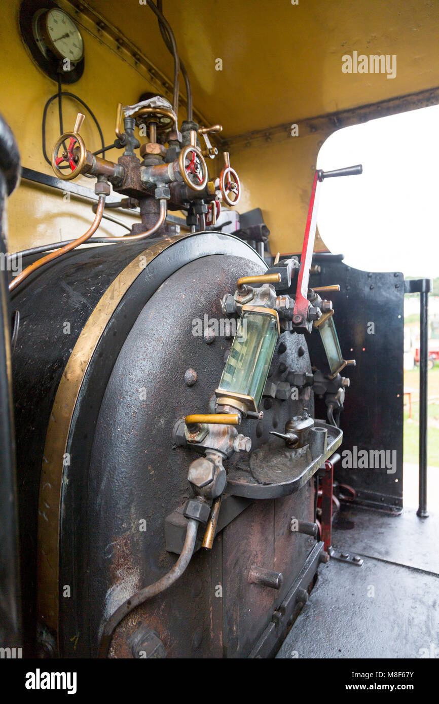 Fußplatte der Somerset und Dorset gemeinsame Bahn 0-4-0 Sattel tank Engine' Kilmersdon' an 2017 Norton Fitzwarren Steam Rally, Somerset, England, Großbritannien Stockfoto