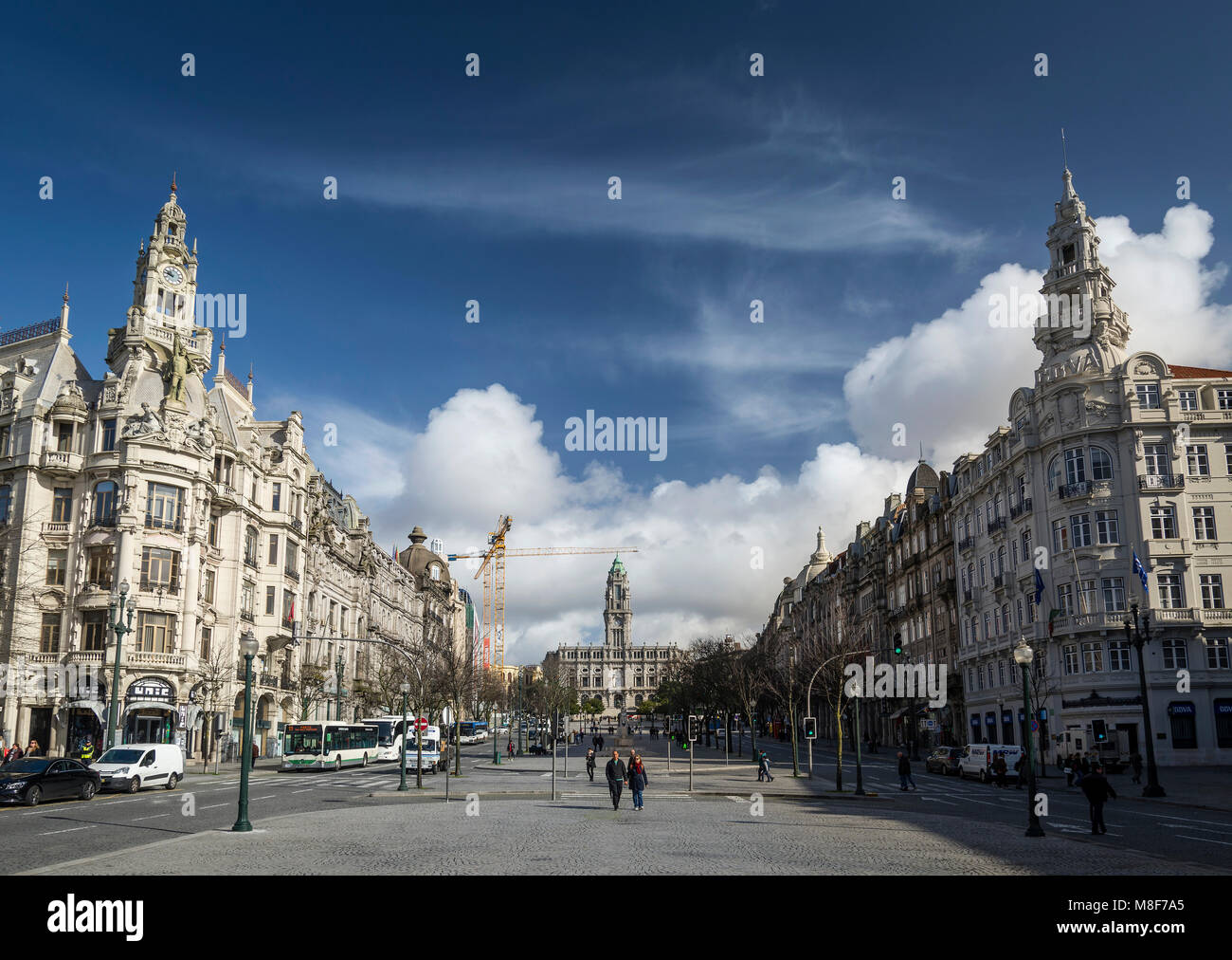 Avenida dos Aliados Hauptplatz im Zentrum von Porto portugal Stockfoto
