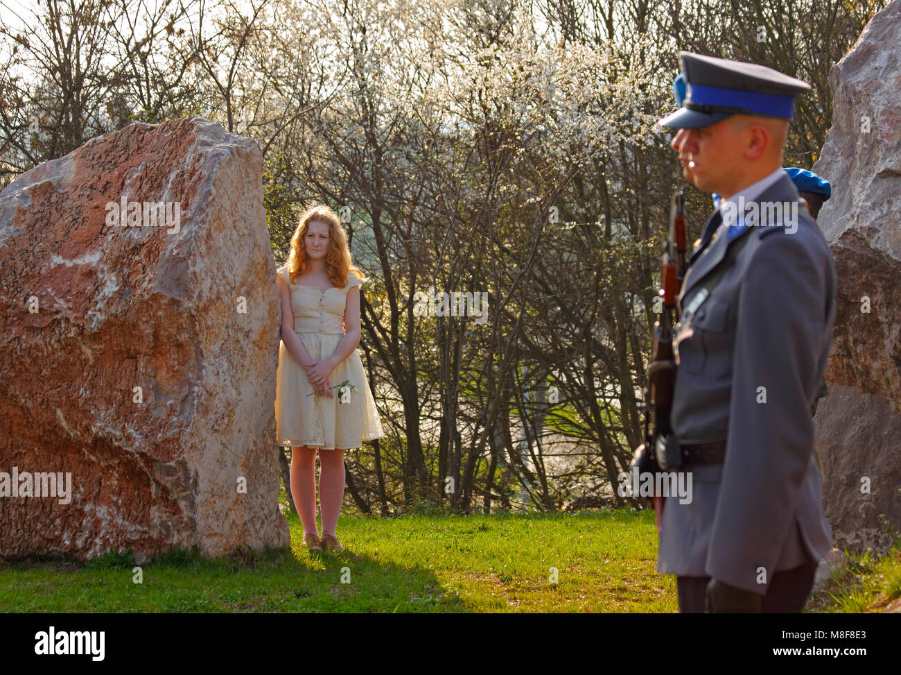 3 Kielce Speicher März Feier 76th Jahrestag der Massaker von Katyn (1940 Massaker an den polnischen Offizieren, Polizisten und Zivilisten) Stockfoto