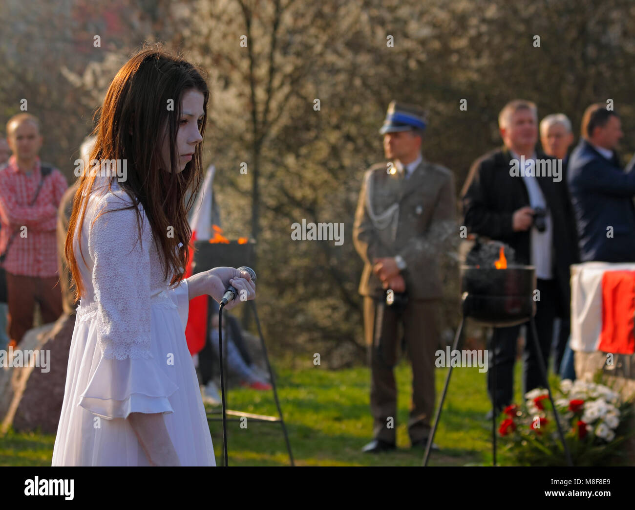 3 Kielce Speicher März Feier 76th Jahrestag der Massaker von Katyn (1940 Massaker an den polnischen Offizieren, Polizisten und Zivilisten) Stockfoto