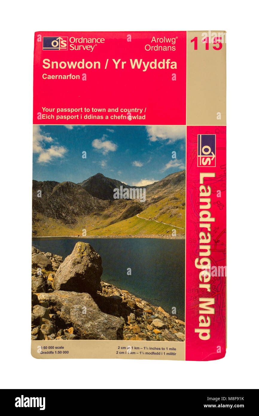 2001 Ordnance Survey Map für Snowdon/Yr Wyddfa, Wales, UK. Stockfoto