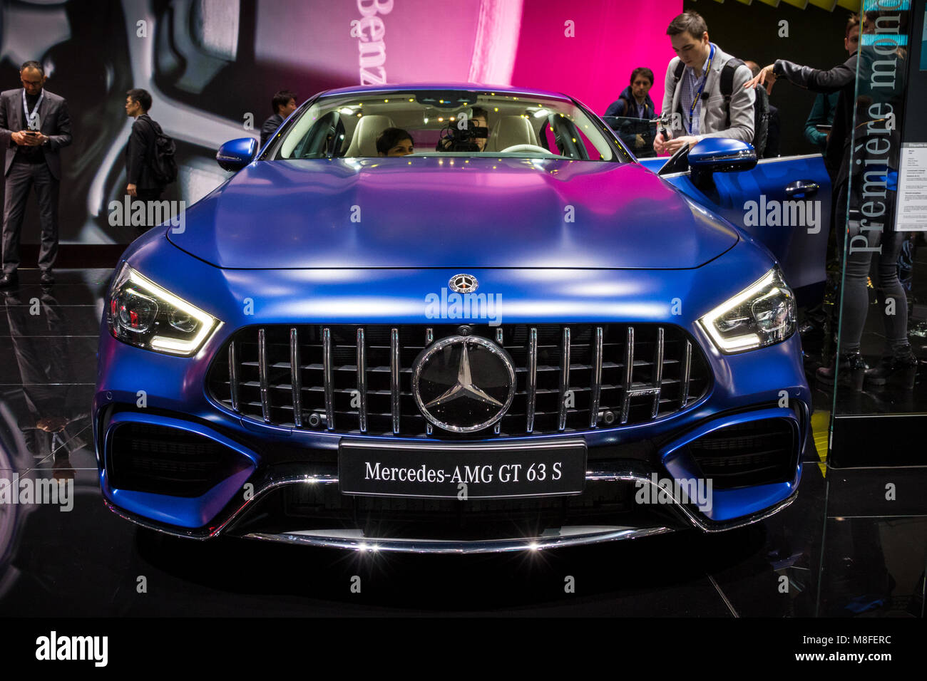 Genf, Schweiz - 7. MÄRZ 2018: Neue 2019 Mercedes AMG GT 63 S Coupé Auto auf  dem 88. Internationalen Automobilsalon in Genf präsentiert Stockfotografie  - Alamy