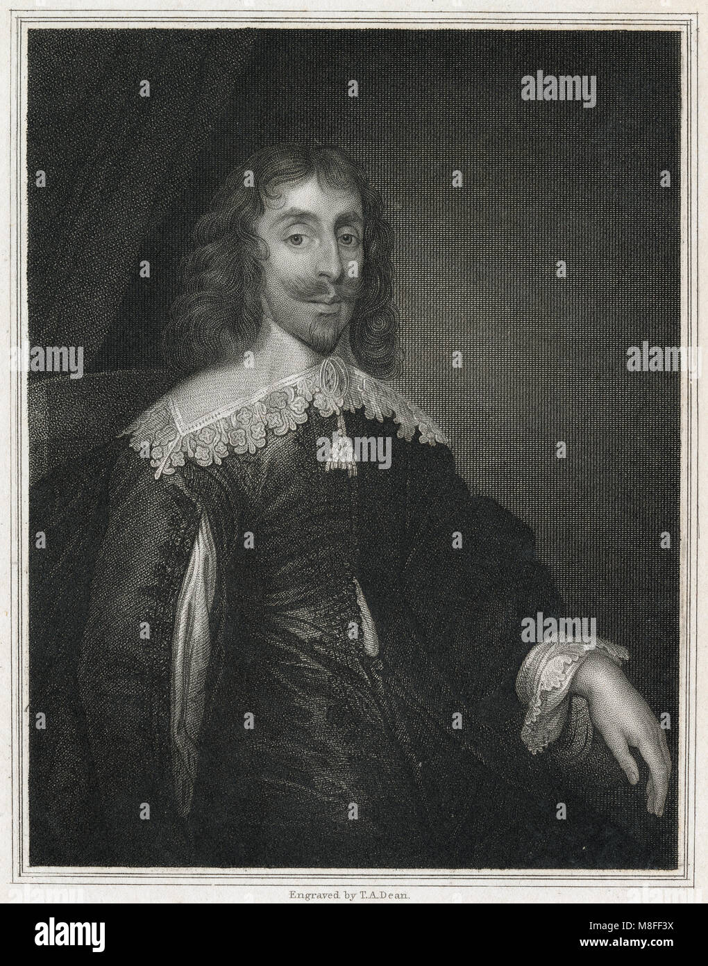 Antike 1825 Gravieren, Arthur Herr Capell. Arthur Capell, 1. Baron Capell (1608-1649) war ein englischer Politiker, der im Unterhaus saß von 1640 bis 1641, als er zu den adelsstand als Baron Capell angehoben. Er unterstützte die Royalistischen verursachen in den Bürgerkrieg und wurde auf Befehl des Parlaments im Jahre 1649 ausgeführt. Quelle: ORIGINAL GRAVUR Stockfoto