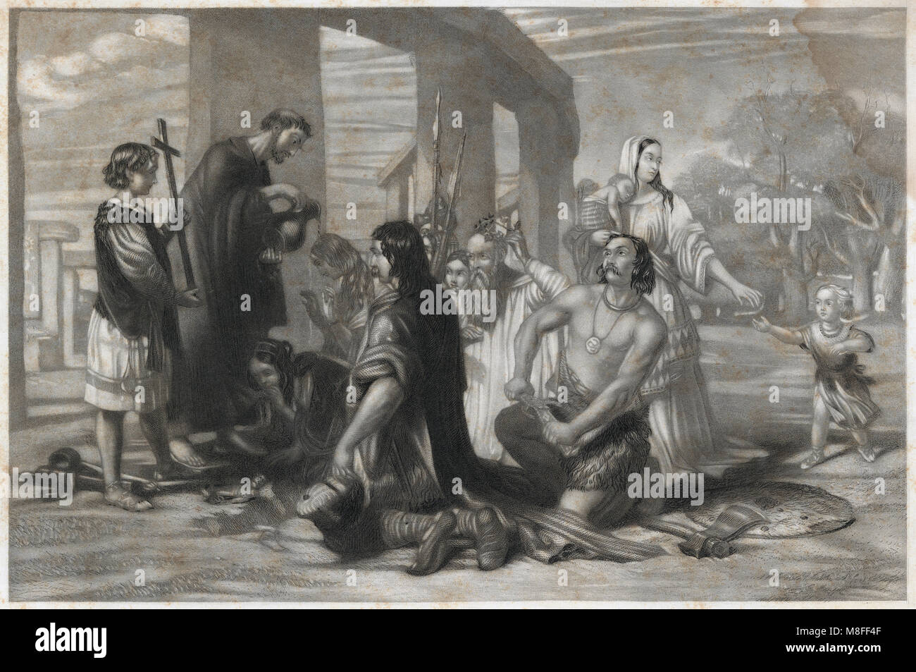 Antike c 1830 Gravieren, Einführung des Christentums in Britannien, AD 177. Quelle: ORIGINAL GRAVUR Stockfoto