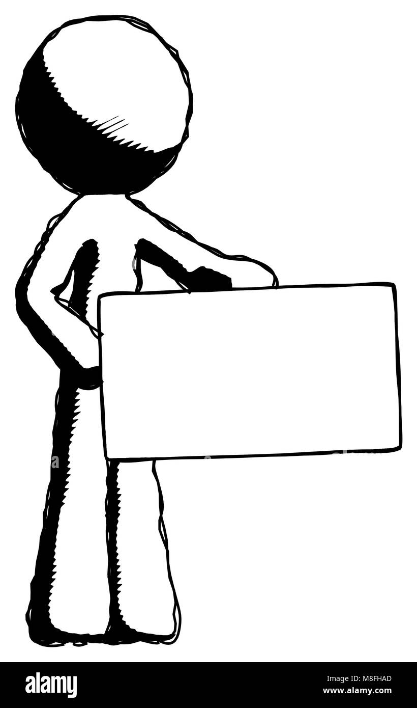 Tinte design Maskottchen Mann mit großen Umschlag. Stockfoto