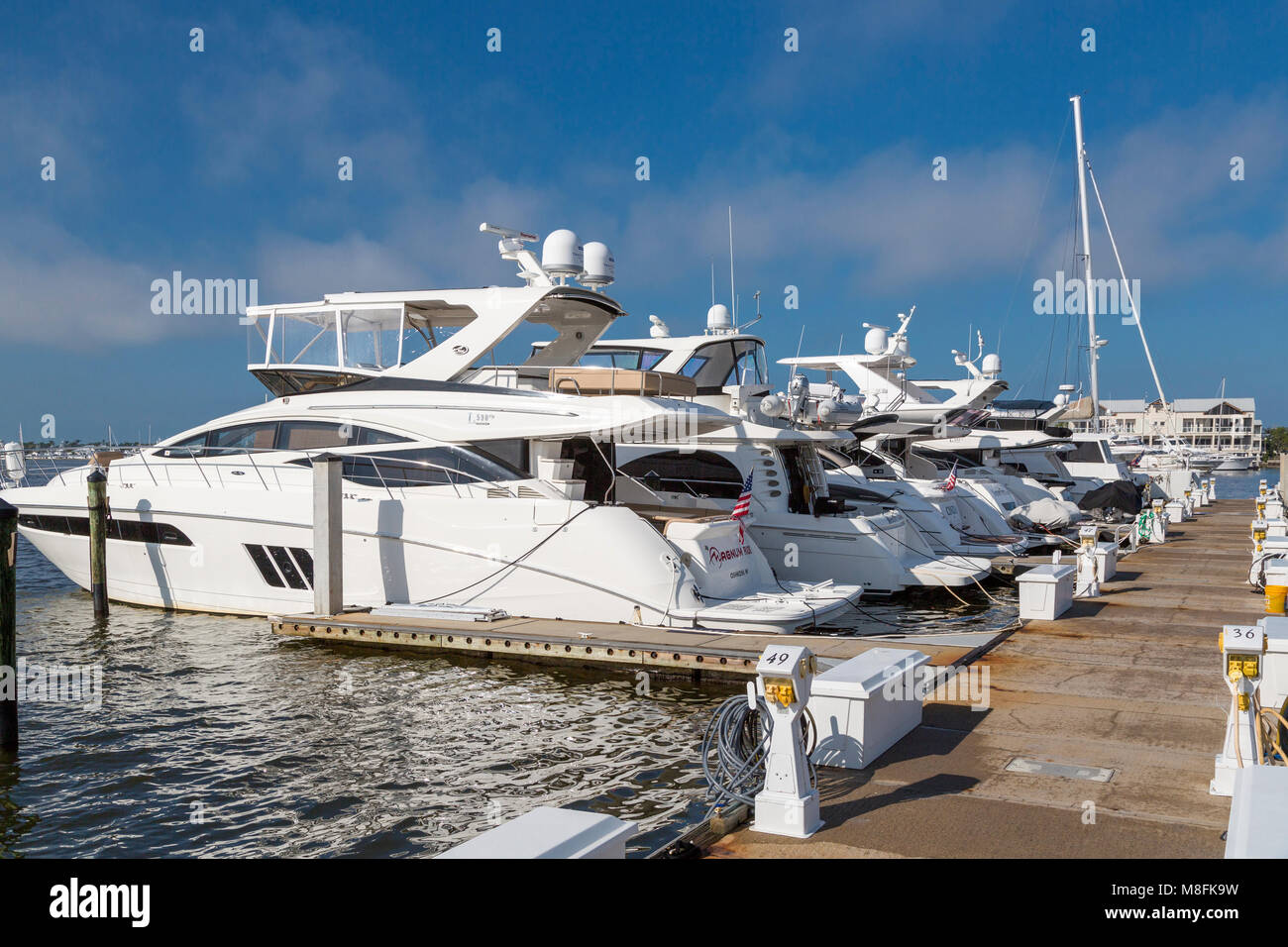 Yachten angedockt am Neapel Segeln und Yacht Club, Naples, Florida, USA Stockfoto