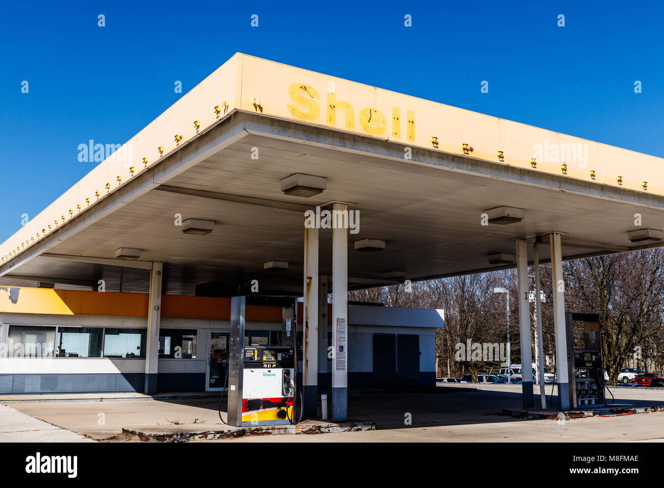 Kokomo - ca. März 2018: Vor kurzem geschlossene Shell Gas Lage. Royal Dutch Shell plc ist in Den Haag, Niederlande ICH Stockfoto