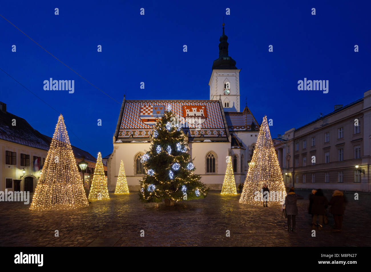 St. Mark's Church für den Advent in Zagreb, Kroatien eingerichtet Stockfoto