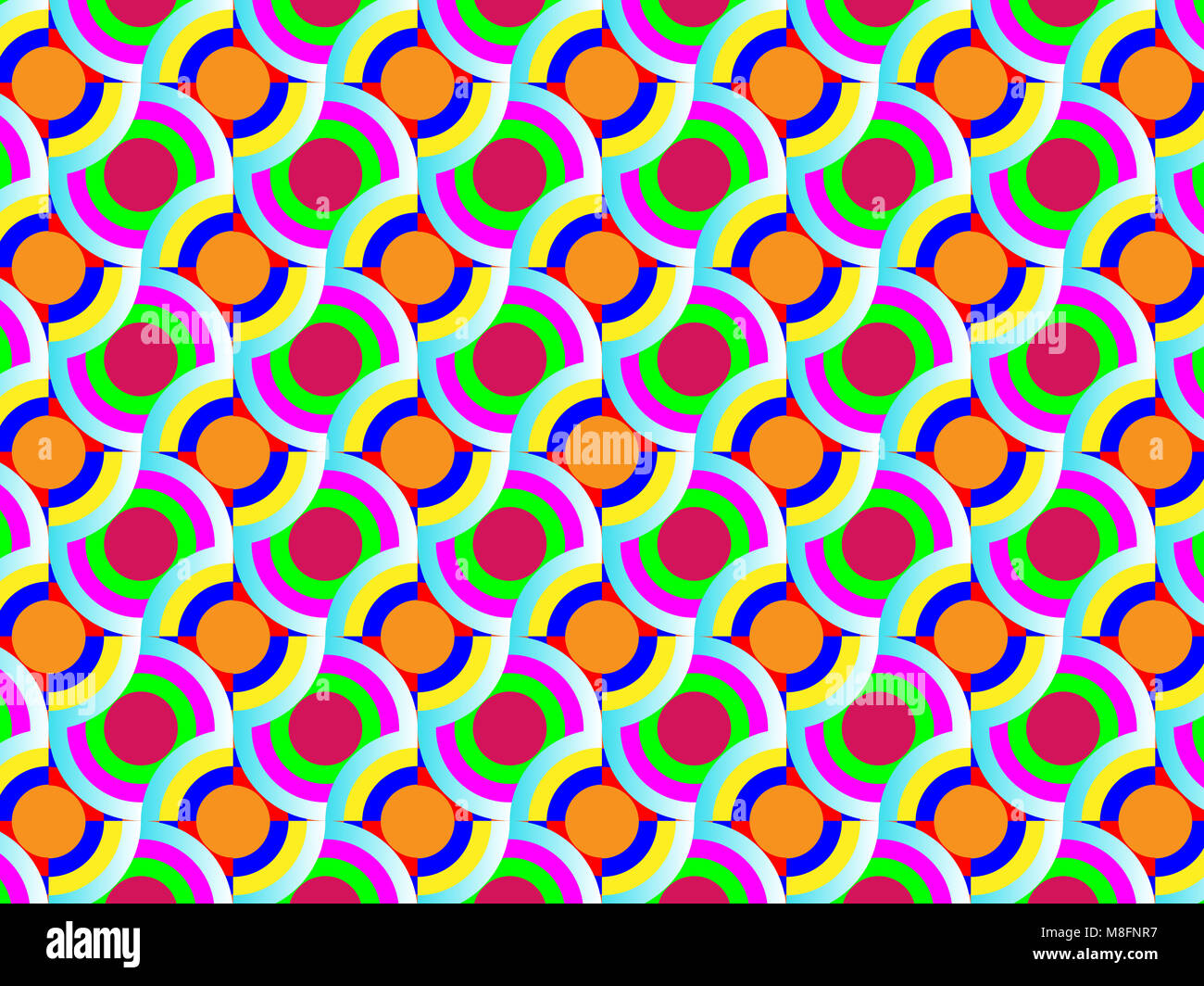 Nahtlose Kreise Illustration für Design, Druck.- und Hintergrund Textur mit Bild der konzentrischen farbige Kreise und geometrische Formen Stockfoto