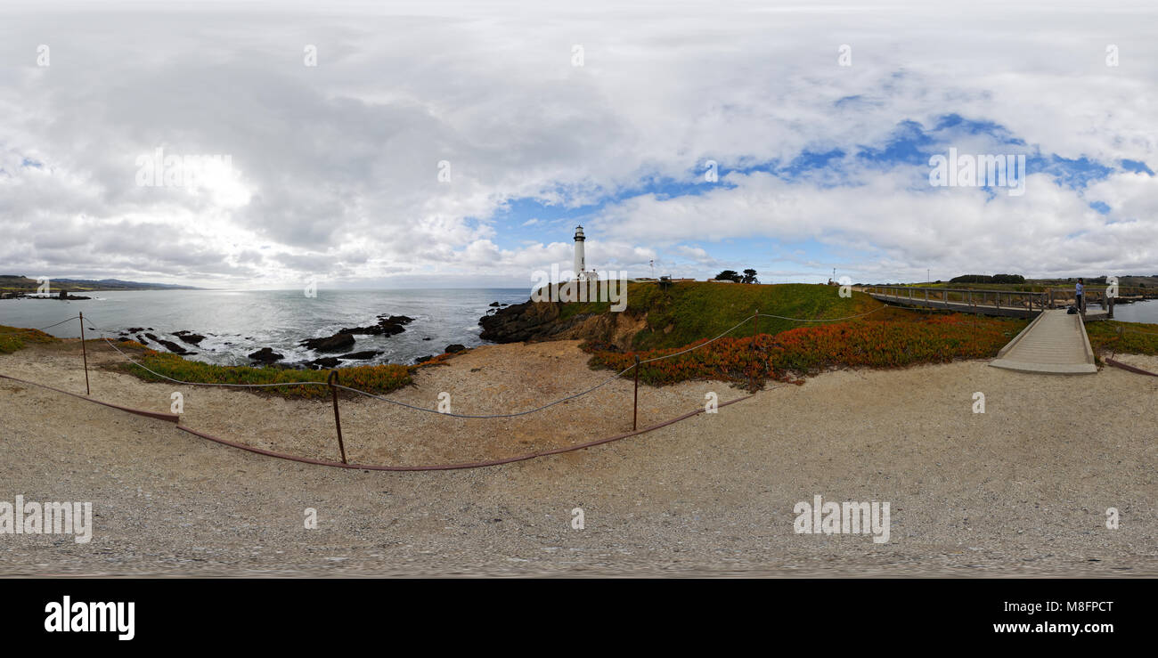 Panoramablick von Pigeon Point Lighthouse in der Nähe von Pescadero, Kalifornien Stockfoto