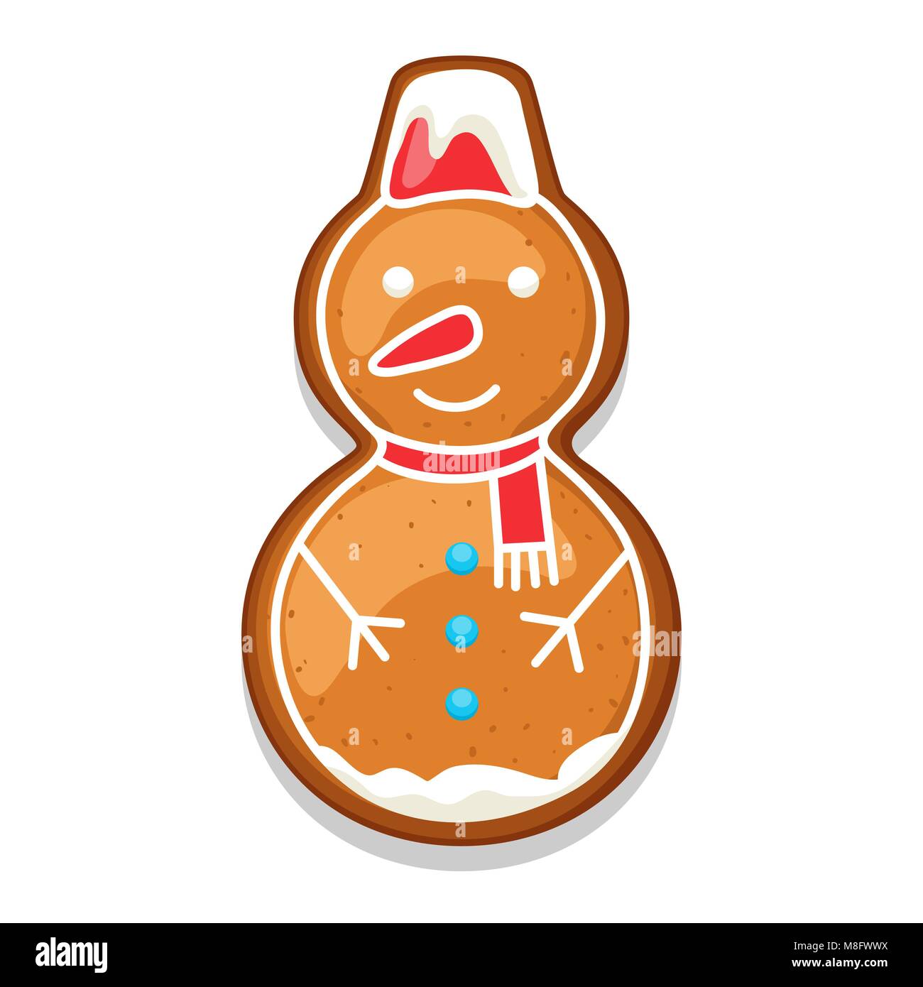 Gingerbread cookies Schneemann. Abbildung: Frohe Weihnachten Süßigkeiten Stock Vektor