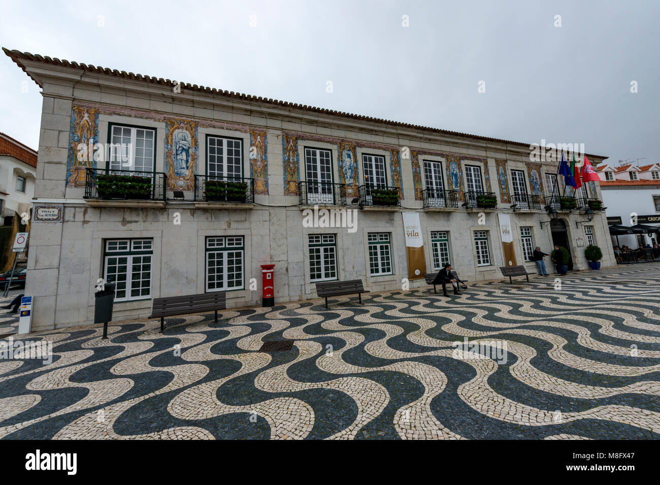 Mosaikboden, Cascais, Portugal Stockfoto