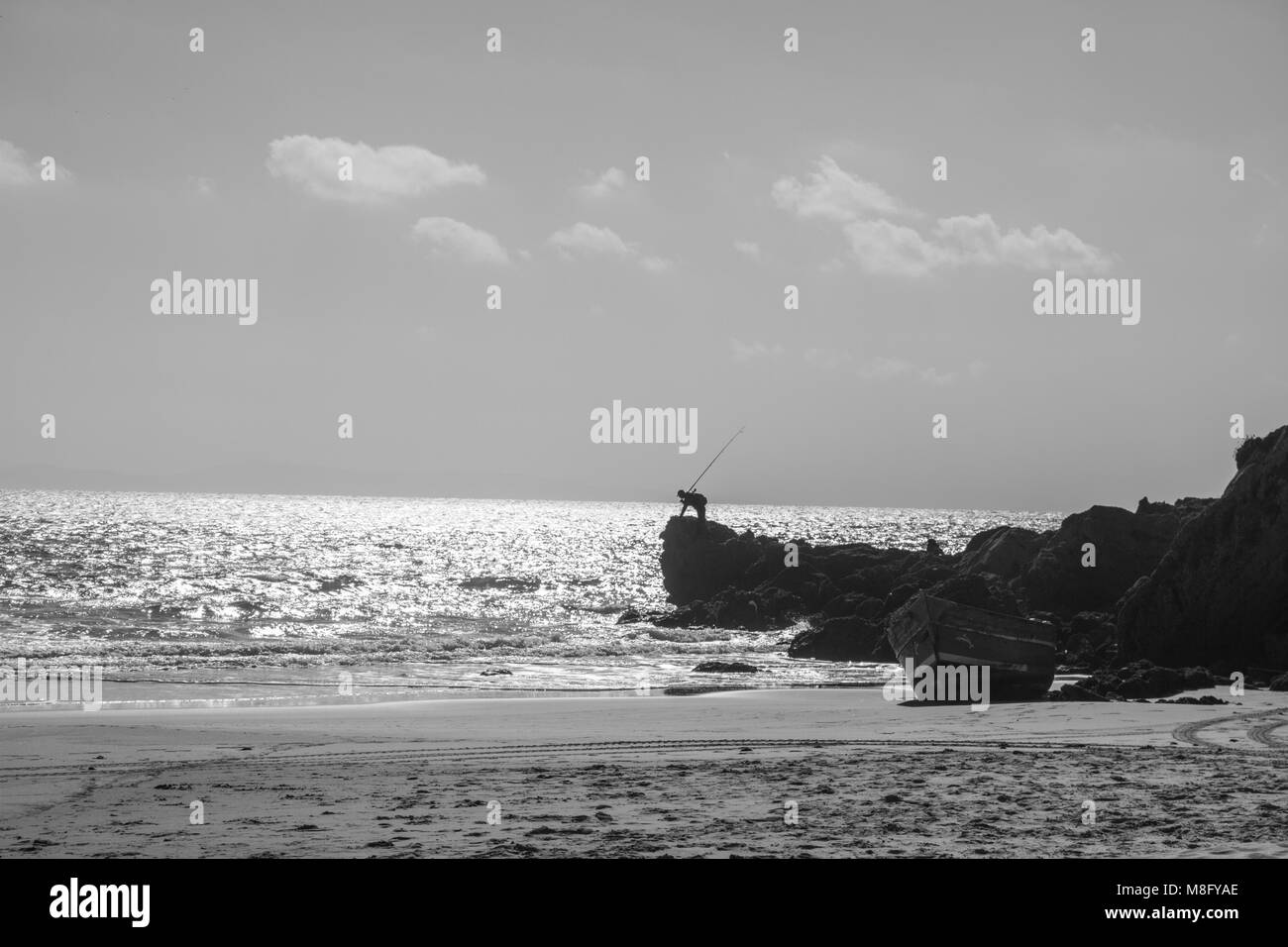 Strand mit vulkanischen Steinen Lanzarote Kanarische Inseln Stockfoto