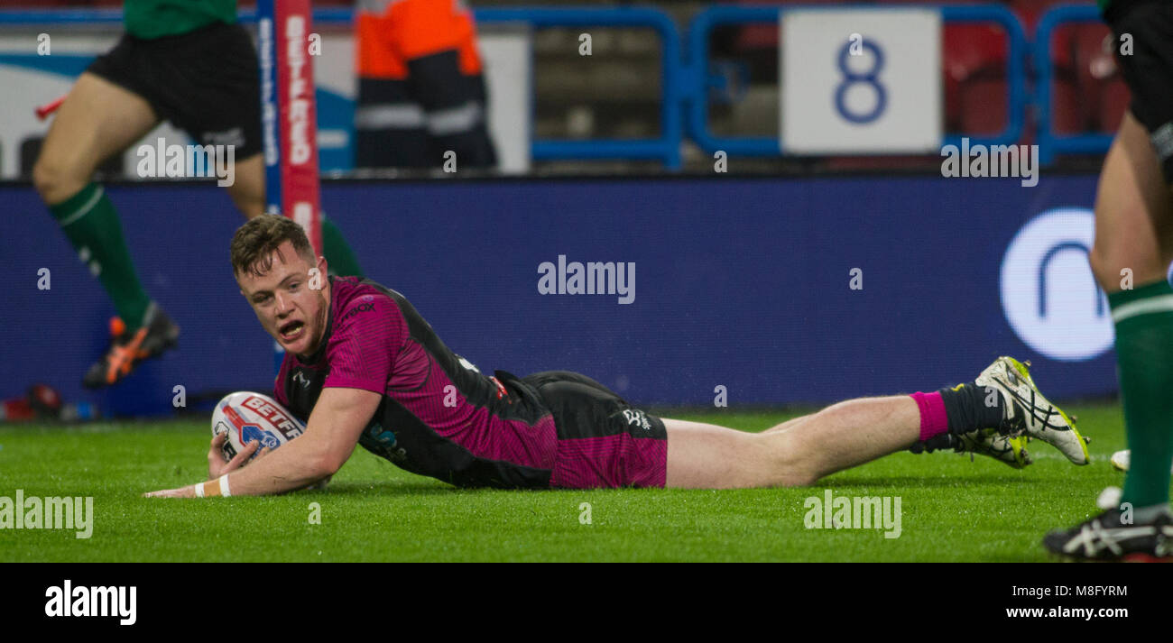 15. März 2018, John Smiths Stadion, Huddersfield, England; Betfred Super League Rugby, Huddersfield Riesen versus Rumpf KR; Rumpf Kr Andrew Hefferna Stockfoto