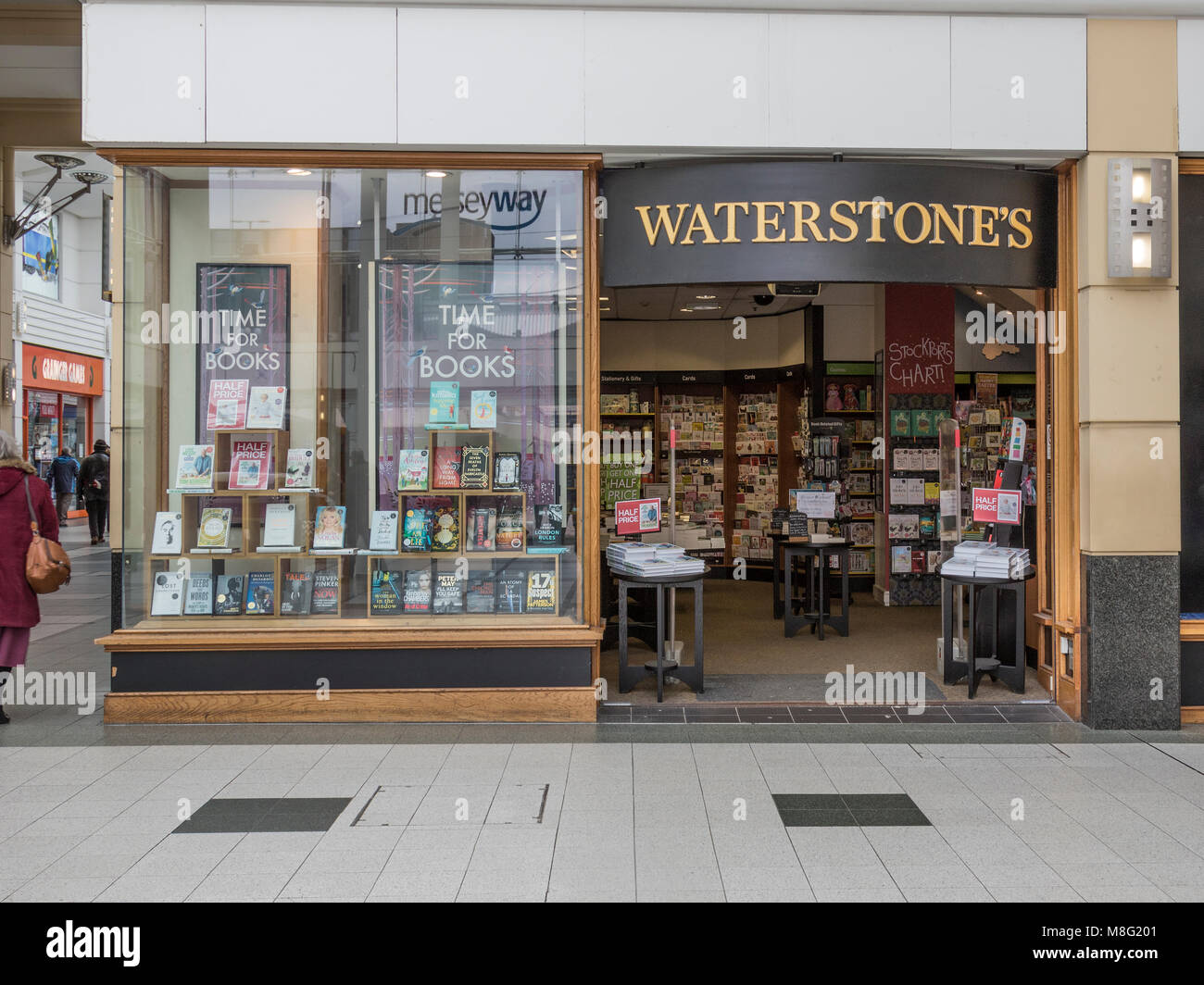 Waterstones Book Store Shop in Stockport Stadtzentrum Einkaufszentrum, Merseyway Stockfoto