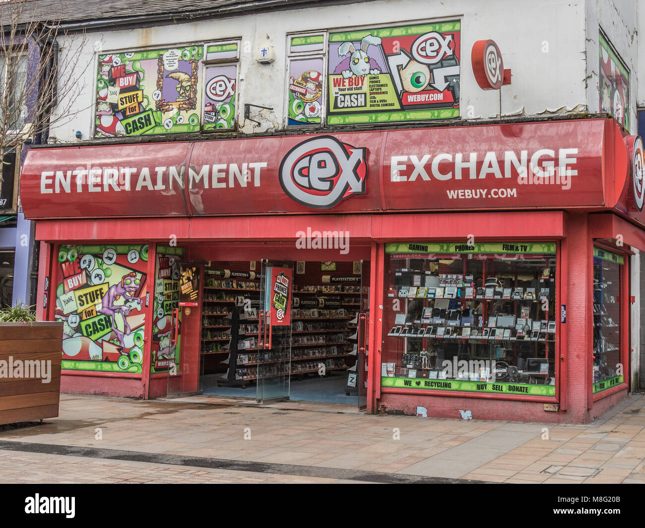 CEX Spiele shop Unterhaltung Exchange, Stockport Stadtzentrum Einkaufszentrum, Greater Manchester, UK Stockfoto