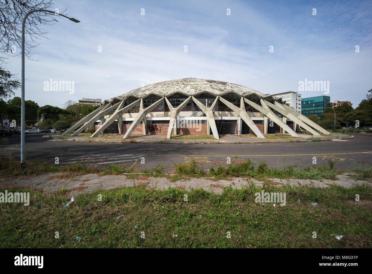 Rom. Italien. Palazzetto dello Sport, (1956-57), entworfen von Pier Luigi Nervi und Annibale Vitelozzi für die Olympischen Spiele 1960. Stockfoto