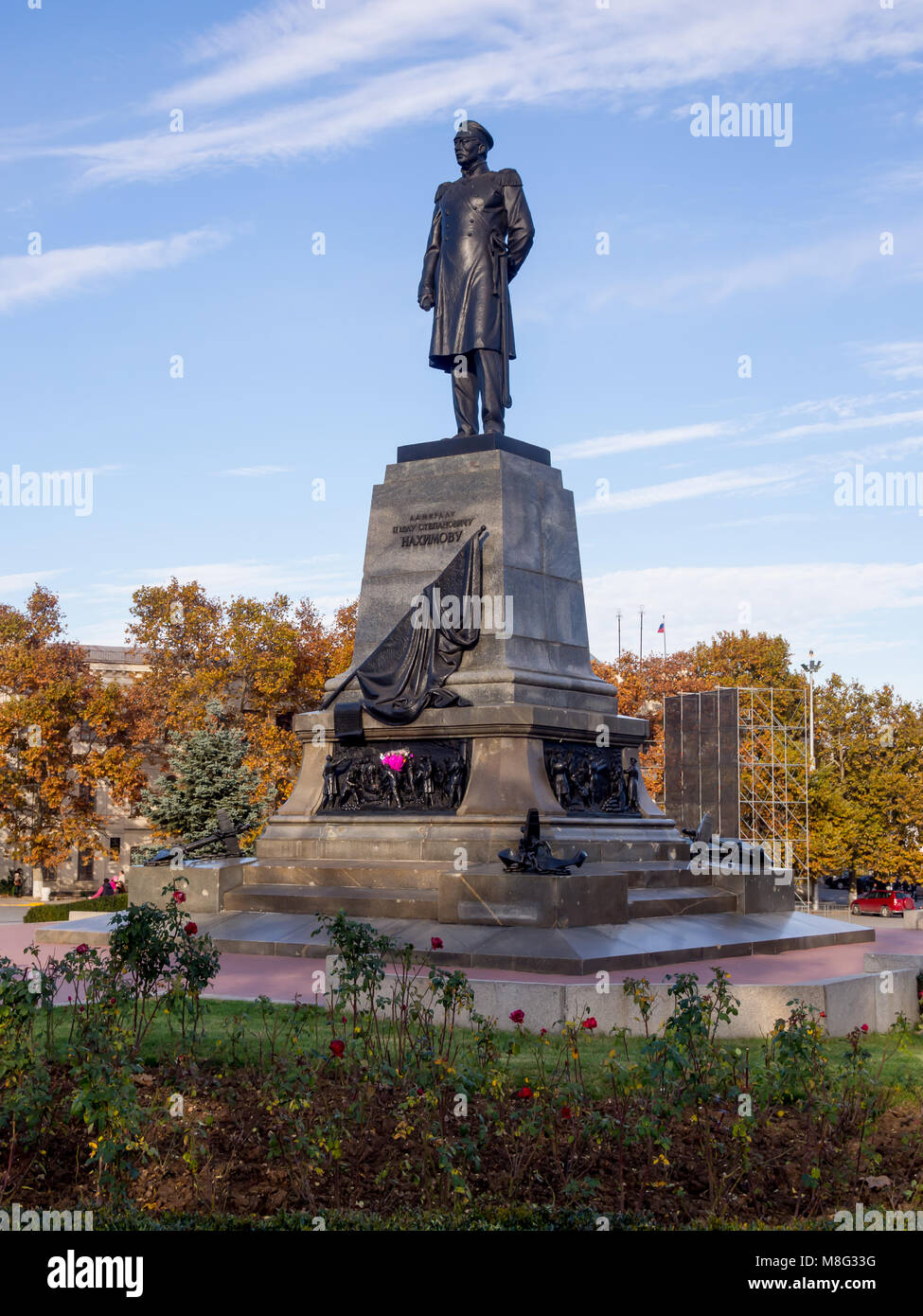 Sewastopol, Russland - November 14, 2015: Ein Denkmal für Admiral Nakhimov in Sewastopol, Krim Stockfoto