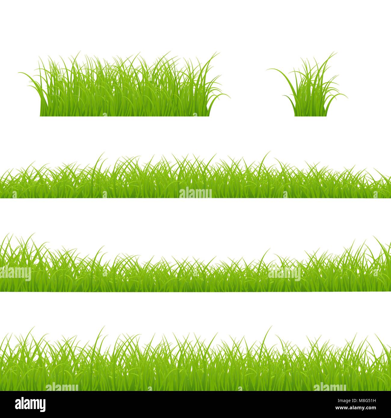 Gras Grenzen gesetzt. Gras Anlage Panorama. Vector Illustration auf weißem Hintergrund Stock Vektor