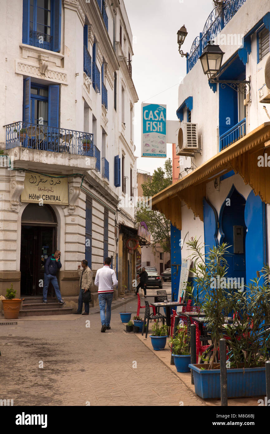 Marokko, Casablanca, Medina, Ahmad El Bidaoui, Hotel Central und Casa Fisch Restaurant Stockfoto